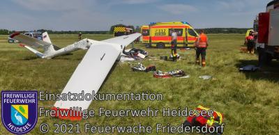 Einsatz 39/2021 | Segelflieger abgestürzt | Friedersdorf Wolziger Chaussee (Bild vergrößern)