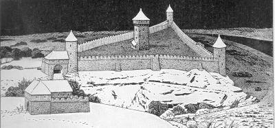 Idealbild der Merseburger Burg um 920, (Quelle: Schmidt Sponsel)