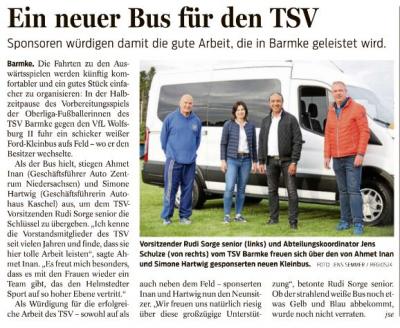 Foto zur Meldung: Neuer Bus für den TSV