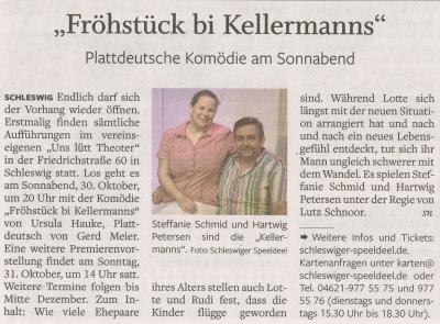 Vorschaubild zur Meldung: Premiere "Fröhstück bi Kellermanns" am 30. Oktober