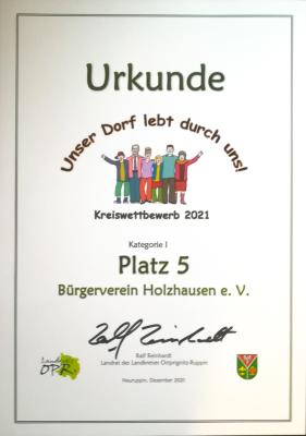 Foto zur Meldung: Bürgerverein Holzhausen gewinnt 5. Platz im Wettbewerb "Unser Dorf lebt durch uns!" 2021