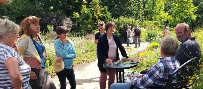 Foto zur Meldung: Kontrastprogramm für busreisende Rosenfreunde: Hostas in Golm und Landhaus in Kladow