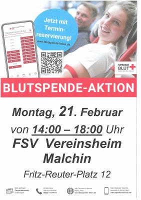 1. Blutspende-Aktion am 21. Februar 2022