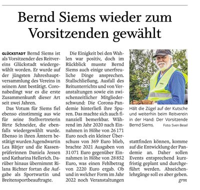 Bernd Siems wieder zum Vorsitzenden gewählt
