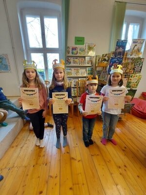 Lesekönigwettbewerb der Grundschule „Kaethe Schulken“ in der Stadtbibliothek im OT Gatersleben