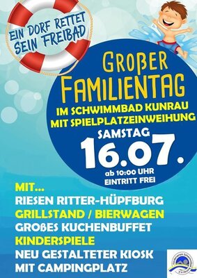 Einladung zum Familientag und Spielplatzeinweihung im Schwimmbad Kunrau am 16.07.2022