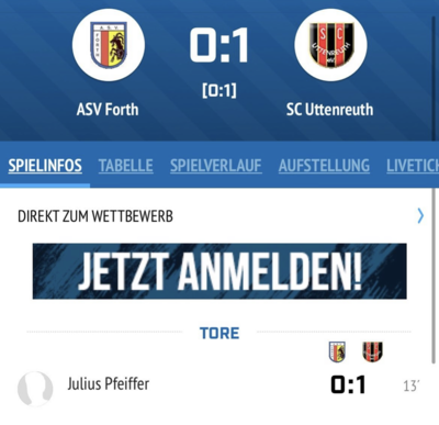 Spielbericht ASV Forth gegen den SC Uttenreuth (Bild vergrößern)