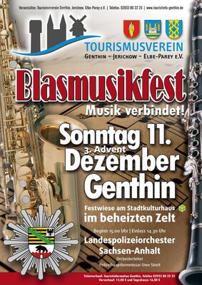 Meldung: Blasmusikfest mit dem Landespolizeiorchester Sachsen-Anhalt am 11. Dezember 2022 in Genthin