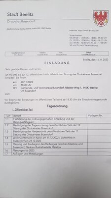 Foto zur Meldung: 12. Ortsbeiratssitzung Busendorf am 28.11.22