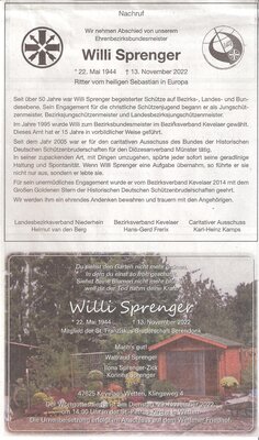 Beerdigung Willi Sprenger