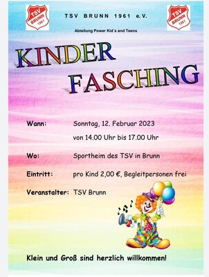 Kinderfasching im Sportheim in Brunn am 12. Februar