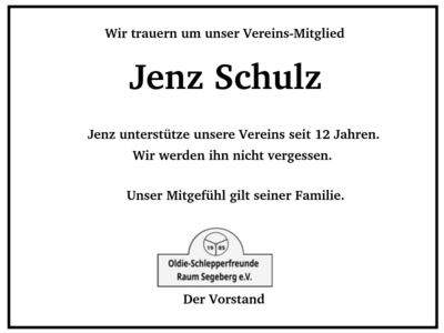 Traueranzeige Jenz Schulz (Bild vergrößern)