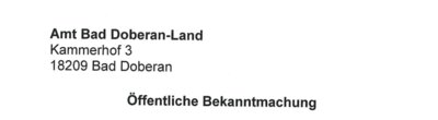 Meldung: Nächste öffentliche Sitzung des Amtsausschusses am 08.05.2025 in Bad Doberan