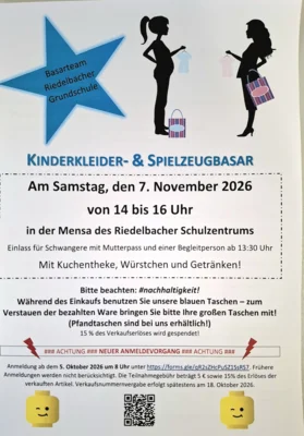 Kinderkleider- und Spielzeugbasar am 7.11.26 in der Mensa!