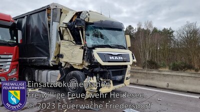 Einsatz 23/2023 | VU 2x LKW 1x PKW | BAB 12 AS Friedersdorf - AD Spreeau (Bild vergrößern)