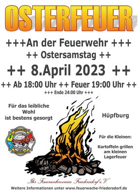 Osterfeuer am 8. April 2023 an der Feuerwehr (Bild vergrößern)