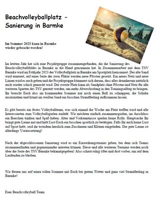 Foto zur Meldung: Beachvolleyballplatz -Sanierung in Barmke
