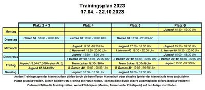 Trainingsübersicht 2023 (Bild vergrößern)