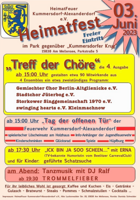 Stadtchor singt am 3. Juni beim Heimatfest in Kummersdorf-Alexanderdorf