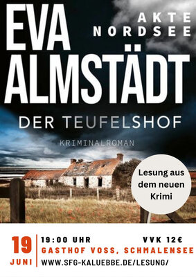 Foto zur Meldung: Der Lesefrühling geht weiter; Eva Almstädt liest am 19. Juni in Schmalensee