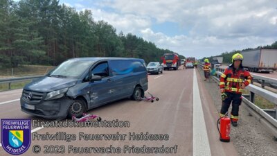 Meldung: Einsatz 74/2023 | Transporter in Leitplanke | BAB 12 AS Friedersdorf - AS Storkow