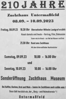 Zur Vorabinformation 210 Jahre Zuchthaus Untermaßfeld