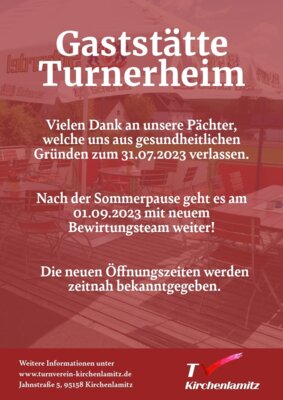 Foto zur Meldung: Gaststätte Turnerheim ab 01.09.2023