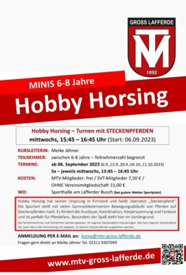 neuer Kurs für die Minis beim Hobby Horsing (Bild vergrößern)