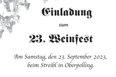 Einladung zum Oberpollinger Weinfest (Bild vergrößern)