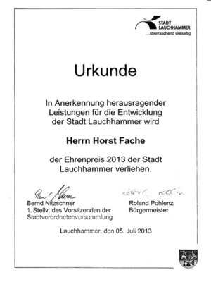 Lauchhammer: Ehrenpreis für Horst Fache (Bild vergrößern)
