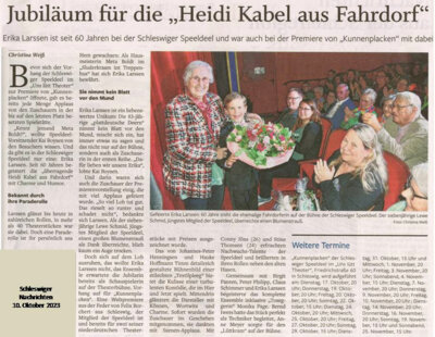 Foto zur Meldung: Zeitungsartikel Kunnenplacken / Jubiäum Erika Larssen