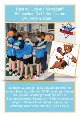 Foto zur Meldung: Handball: Nachwuchs gesucht