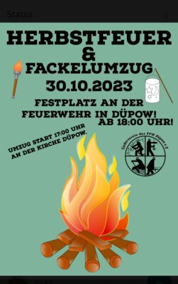 Foto zur Meldung: Herbstfeuer und Fackelumzug in Düpow