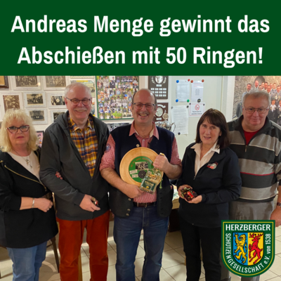 Andreas Menge gewinnt das Abschiessen mit 50 Ringen