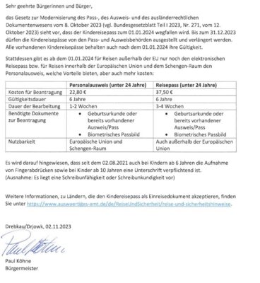 Foto zur Meldung: Abschaffung Kinderreisepässe
