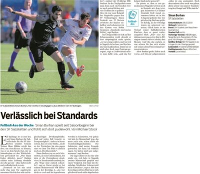 Foto zur Meldung: Fußball: Verlässlich bei Standards - Zeitungsbericht Neckar-Chronik