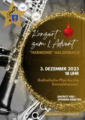 Konzert der Harmonie am 03.12.2023 um 18 Uhr in der Pfarrkirche Emmelshausen (Bild vergrößern)