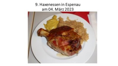 Meldung: 9. Haxenessen im März 2023  der Senioren im KFV -Kassel Land