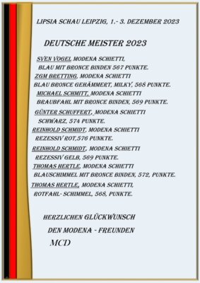 Meldung: Herzlichen Glückwunsch den Deutschen Meistern 2023