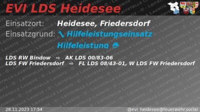 Meldung: Einsatz 131/2023 | Tragehilfe für Rettungsdienst | Friedersdorf Köpenicker Straße