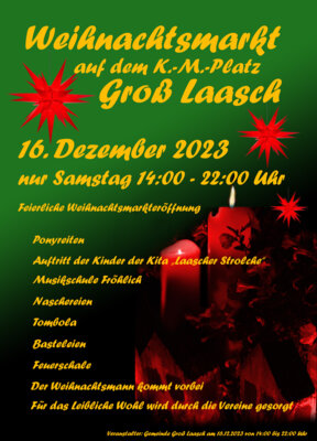 Foto zur Meldung: Gross Laasch - Weihnachtsmarkt am Sonnabend, d. 16.12.2023