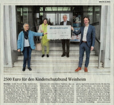 2500 Euro für den Kinderschutzbund Weinheim (Bild vergrößern)