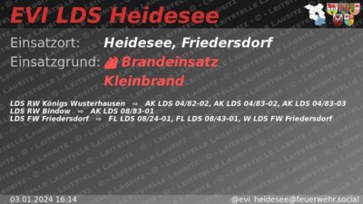 Meldung: Einsatz 1/2024 | Feuerwerkskörper explodiert  3 verletzte Kinder | Friedersdorf Wilhelmstraße
