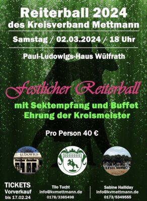 Meldung: Reiterball des KV Mettmann am 02. März 2024