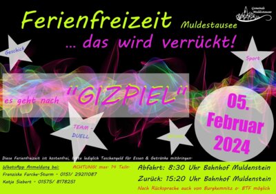 Meldung: Verrückte Ferienfreizeit am 05. Februar 2024