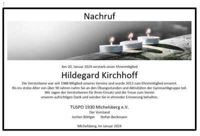Foto zur Meldung: Nachruf zum Tod von Hildegard Kirchhoff