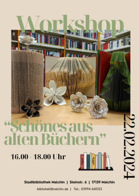 Foto zu Meldung: Workshop „Schönes aus alten Büchern am 22.2.2024 von 16-18 Uhr| Stadtbibliothek