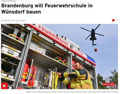 Update zum geplanten Standort der LSTE in Wünsdorf - der RBB informiert (Bild vergrößern)