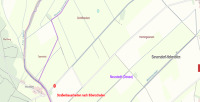 Straßensperrung Sieversdorf Richtung Schwarzwasser am 20.02.2024