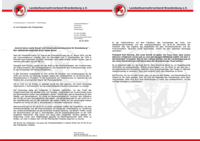 Offizielle Meldung des LFV BB e.V. zum 2. Standort der LSTE in Wünsdorf (Bild vergrößern)